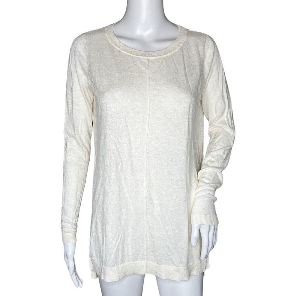 Loft Sweater Womens Extra Small White Lightweight Neutral Casual Preppy Minimal
